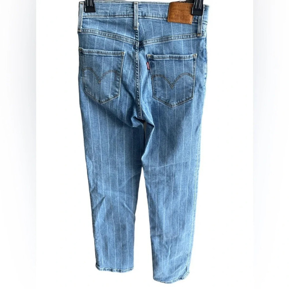 LEVI’S 721 Blue Striped Denim Jeans High Rise Straight WOMENS SIZE 25 - Picture 5 of 7
